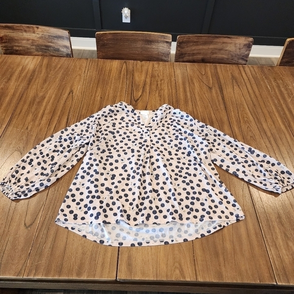 Anna Glover x H&M Blue & Cream Moth Polka Dot V-Neck Lined flowy blouse Small - Picture 7 of 10